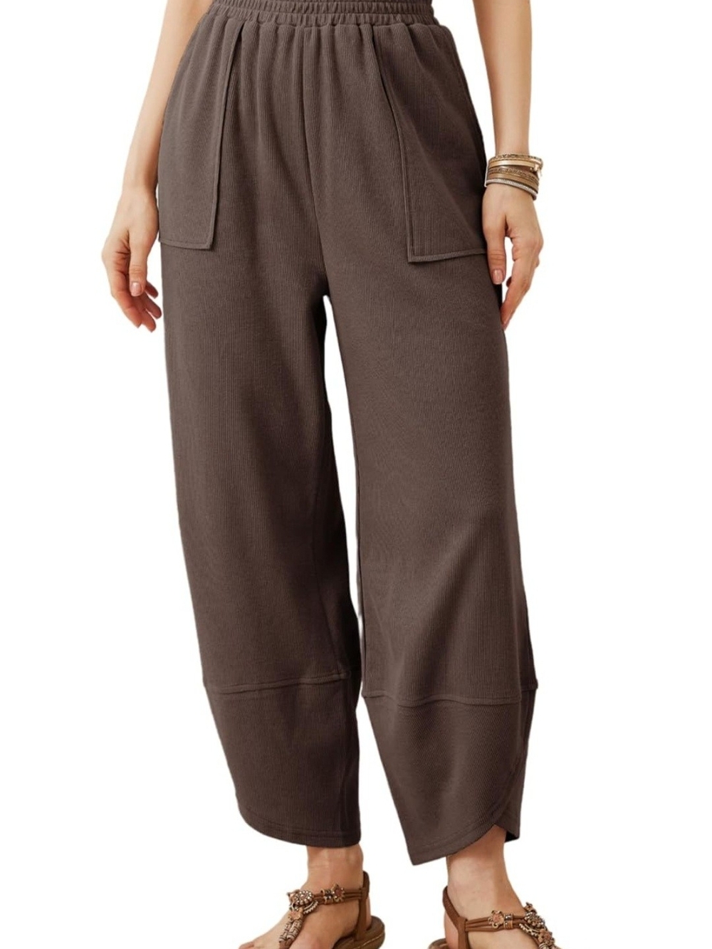 Relaxed Wide-Leg Chocolate Knit Pants